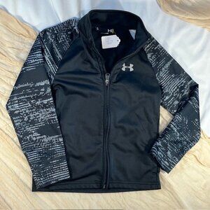 Under Armour Boys Black Long Sleeve Logo Zip Front Jacket Size 5